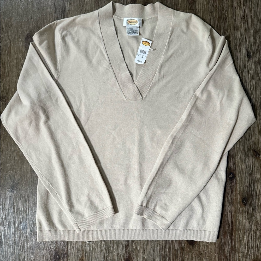 Talbots Women’s Light Tan V-Neck Sweater